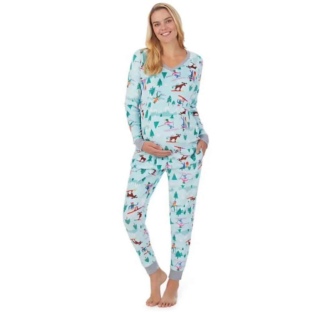 Cuddl Duds Maternity XS 2-piece Velour Pajama Top & Pajama Jogger Pants Set
